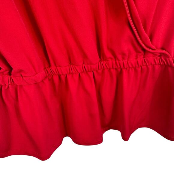 Michael Kors Red Short Flutter Sleeve V-Neck Stretchy Lightweight Blouse Size M - Picture 3 of 6
